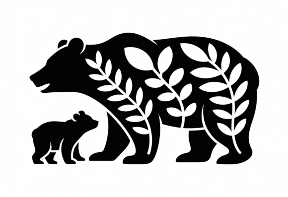 Bear and Cub Floral Silhouette SVG Review