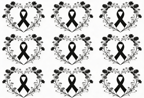 Black Ribbon Heart Floral Wreath SVG Review