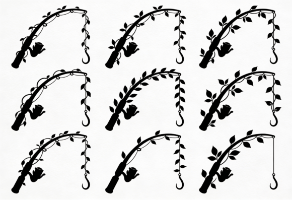 Fishing Rod Silhouette SVG Floral Design Review
