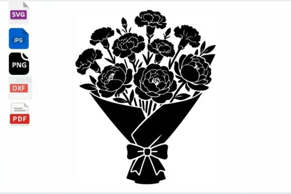 Floral Bouquet SVG Clipart Black Flower Review