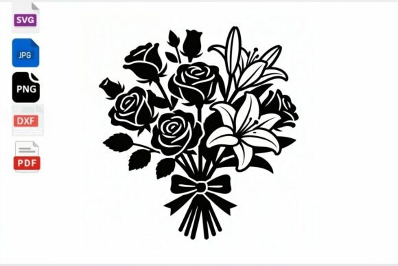 Floral Bouquet SVG Roses Lilies Cut File Review