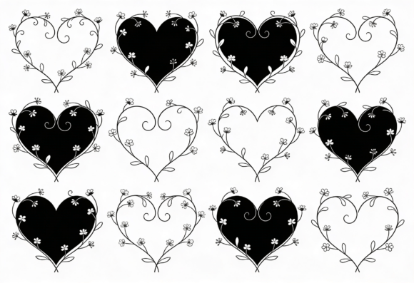 Floral Heart SVG Bundle Outline Clipart Review