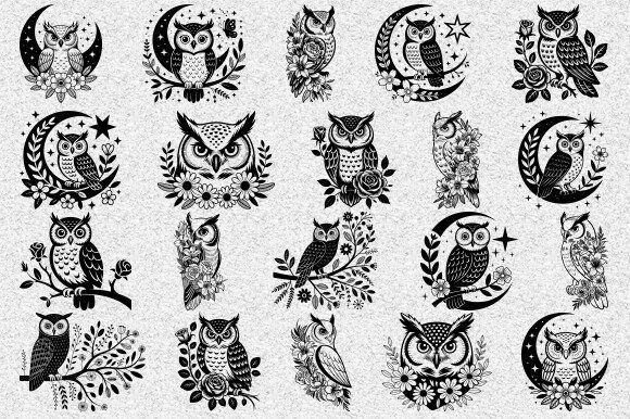 Floral Owl Svg Bundle, Cute Owl Svg