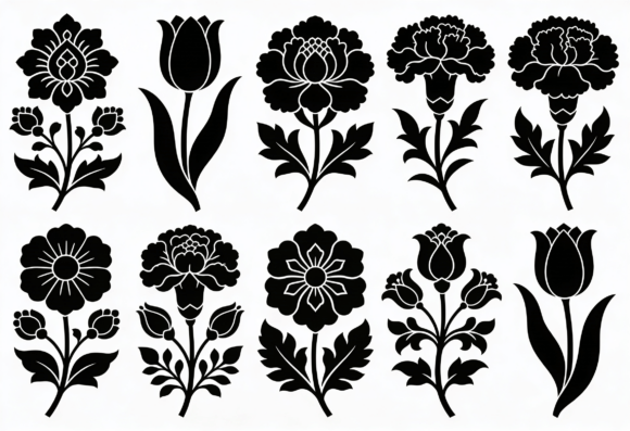 Floral Silhouettes SVG Bundle - Flowers Review