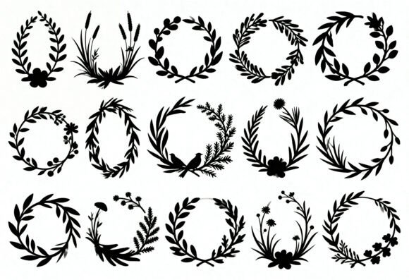 Floral Wreaths SVG Bundle Black Review