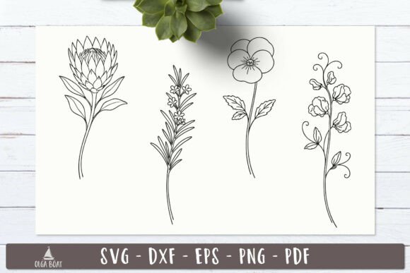 Flowers Garden SVG Floral Line Art Review