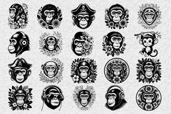 Monkey Svg Bundle, Floral Monkey Svg Review