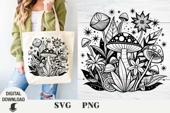 Mushrooms Svg, Cute Fly Boho Svg, Floral Review