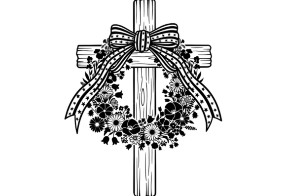 Rustic Cross Floral Wreath SVG American Review