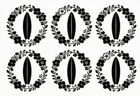 Surfboard Floral Wreath SVG Clipart Review
