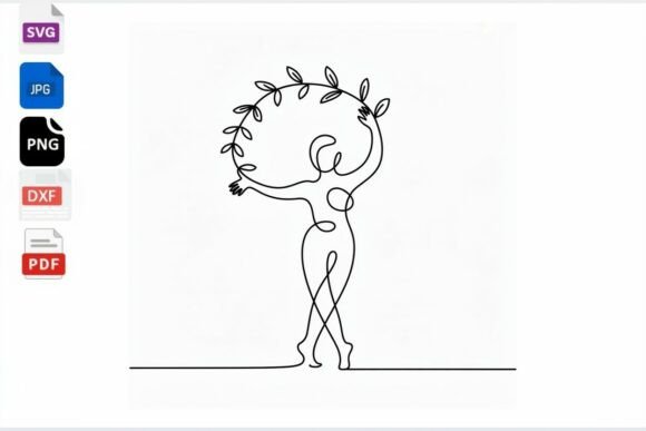 Woman Line Art SVG Floral Wreath Design Review